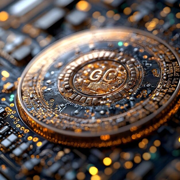 A close-up shot of the SEC seal with a binary code overlay, representing the intersection of traditional regulation and digital innovation in the cryptocurrency space.