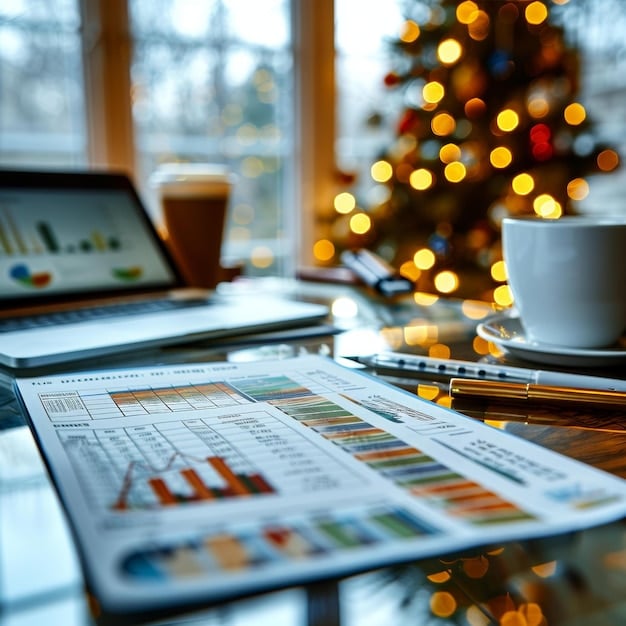 A brightly lit office with charts and graphs, illustrating the growth of investments in a 529 plan, with a calculator and financial planning documents in the foreground.