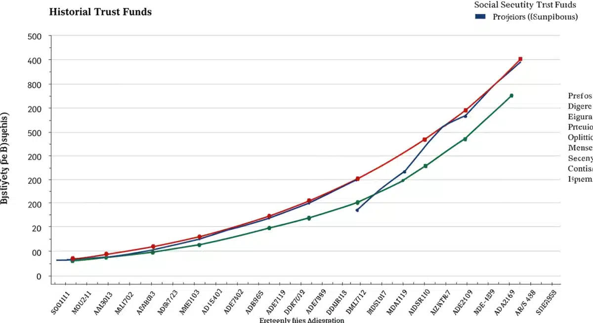 Chart illustrating Social Security trust fund solvency projections over time
