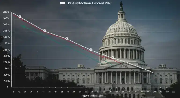 Graph depicting US PCE inflation forecast for 2025 approaching 2% target