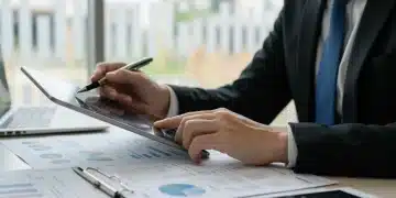 Accountant reviewing US GAAP updates on a tablet