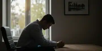 Person reflecting quietly in a subdued setting, representing bereavement leave