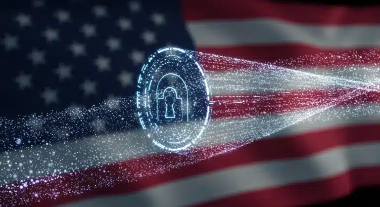 Digital data flowing securely under new federal privacy laws 2026