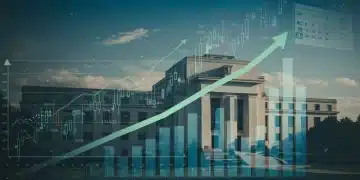 Federal Reserve building with rising interest rate graph and financial charts