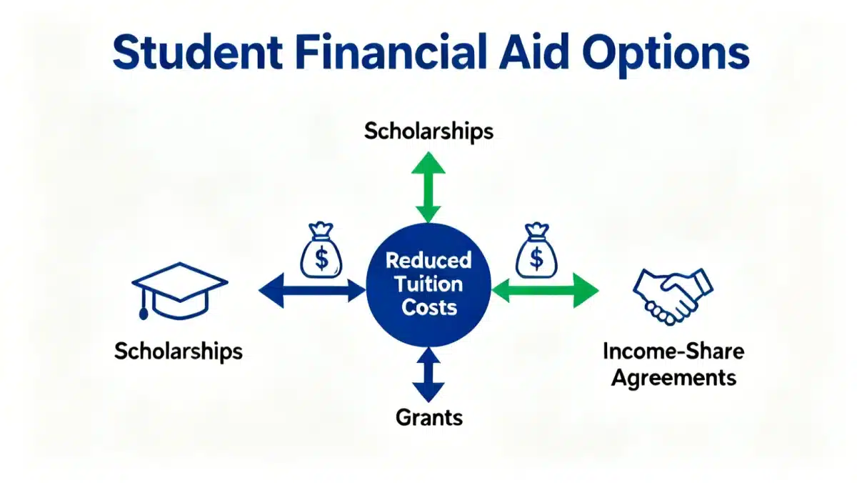 Infographic showing financial aid and tuition reduction strategies