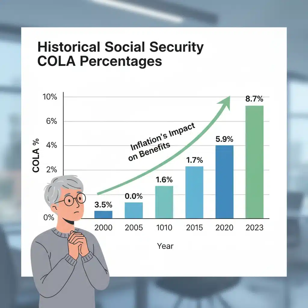 Historical Social Security COLA percentages chart
