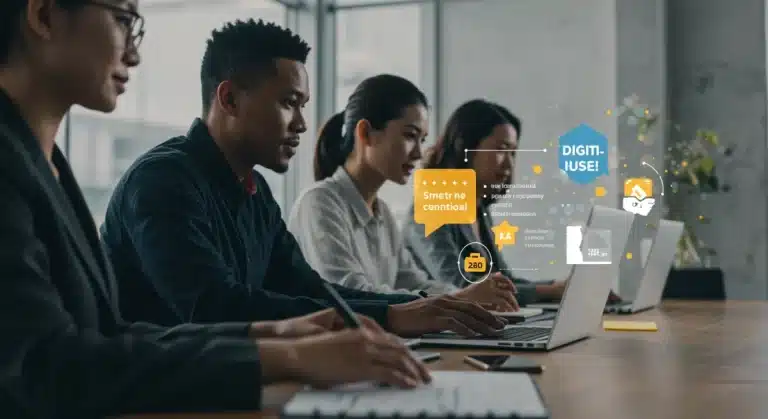 Professionals learning online, digital badges, micro-credentials, career advancement