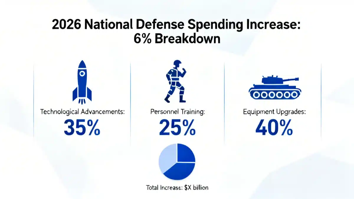 Infographic detailing 2026 national defense spending increase breakdown