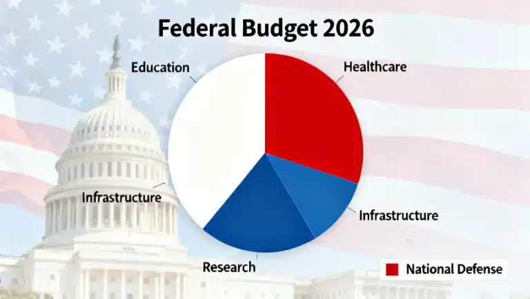 Federal Budget 2026 allocation pie chart with national defense highlighted