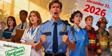 Public servants celebrating loan forgiveness, calendar highlighting December 2026 deadline