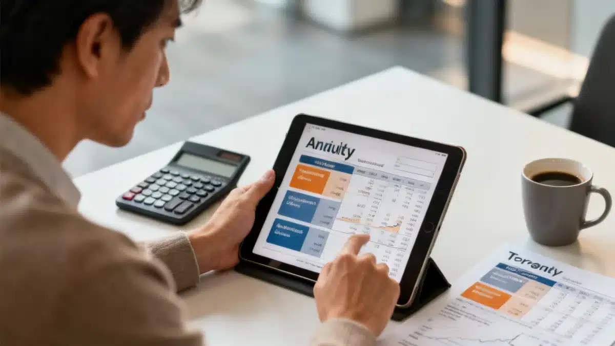 Individual evaluating annuity options for retirement planning