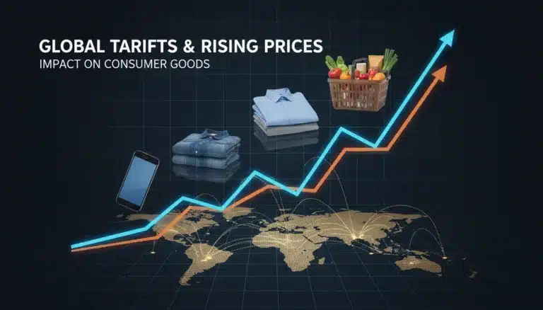 Graph showing rising US tariffs impacting consumer goods prices