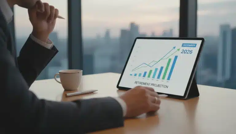 Person planning 2026 retirement finances on tablet