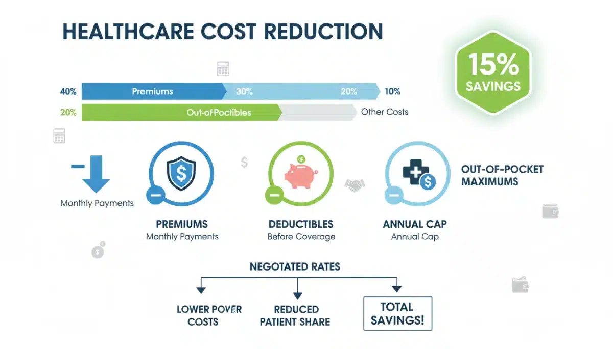 Infographic illustrating 15% healthcare cost savings with Medicare Advantage