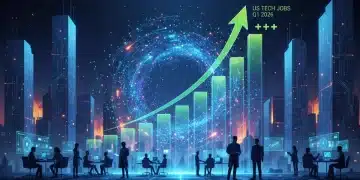 Dynamic visual representing 5% tech job market growth in US Q1 2026